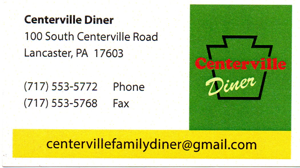 Centerville Diner business card