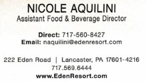Eden Resort business card