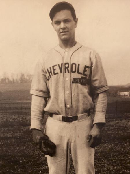 Walt Kauffman in baseball uniform.